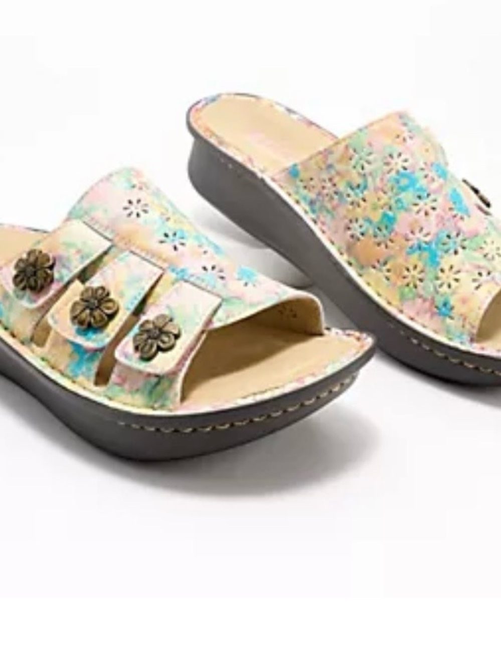 Women’s Floral Pastel Slide Sandals - Multi Alegria Julee 10.5-11 wide NWT